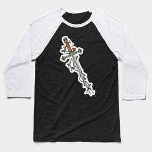 Watercolor Sword With Vines and Flowers Baseball T-Shirt